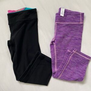 Ivivva Girls Black and Purple Active Leggings - Lot of 2, size 10